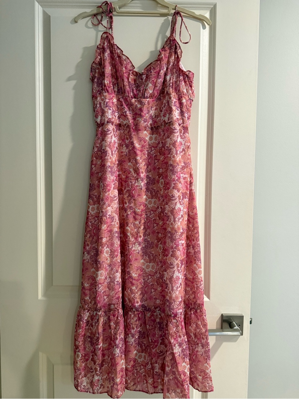 Hello Molly Pink Floral Tie-Strap Maxi Dress